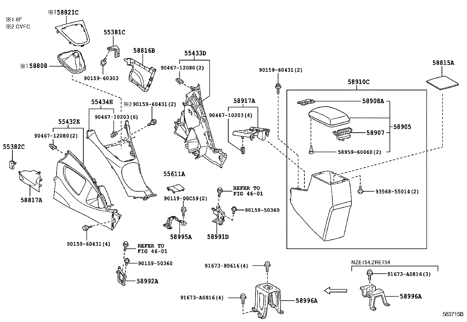58910-12380-B0 BOX ASSY, CONSOLE, REAR product image