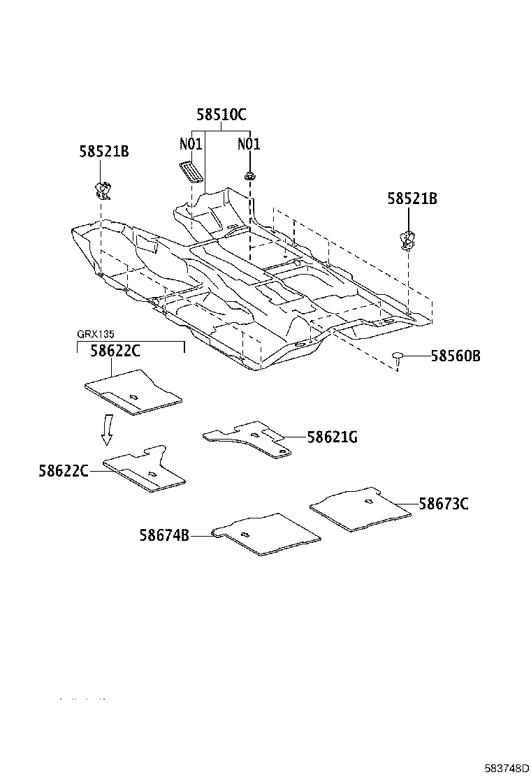 58622-22100 PAD, FRONT FLOOR SILENCER, LH product image