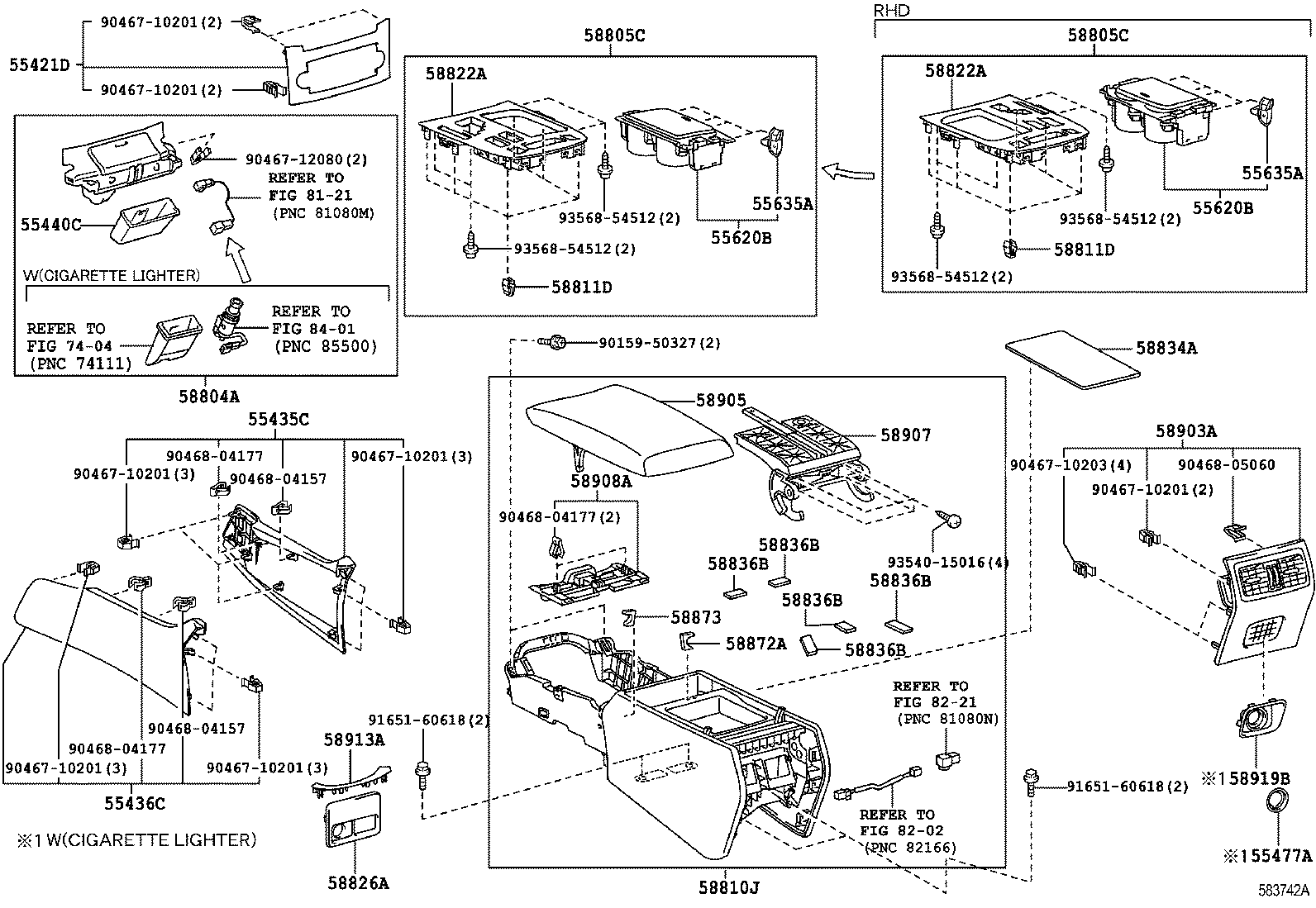 589F6-50030 BRACKET, REAR SEAT CONSOLE BOX, LWR product image