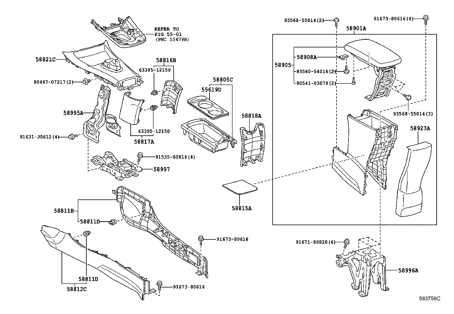 58833-75010 GARNISH, CONSOLE UPPER PANEL, NO.1 product image