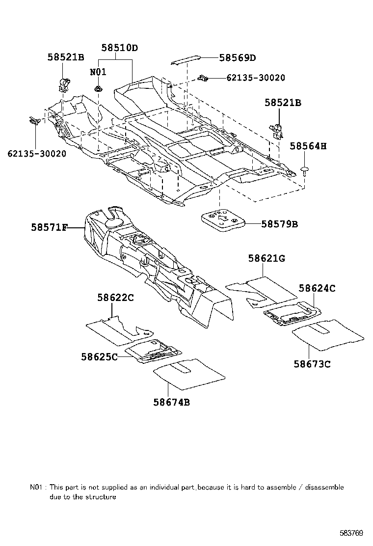 58579-0N010 PAD, REAR FLOOR product image
