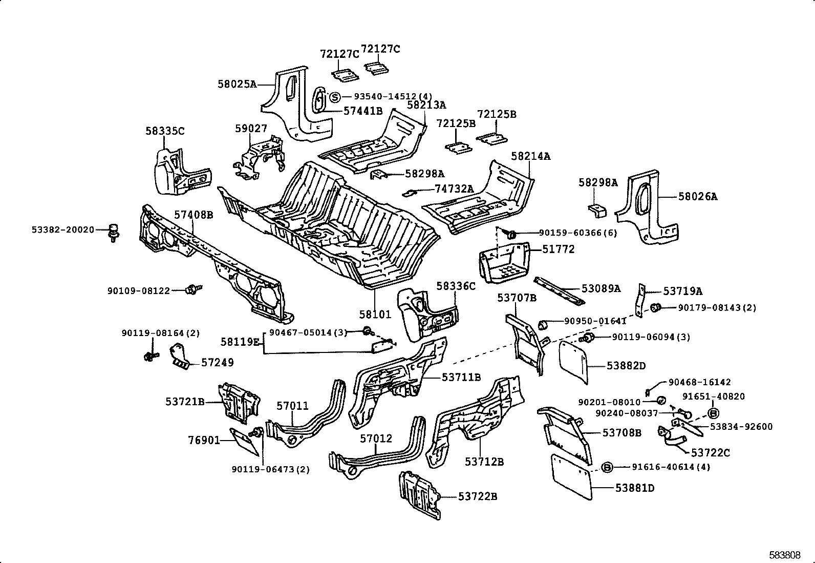 53729-95401 BRACKET, FENDER APRON, LH product image