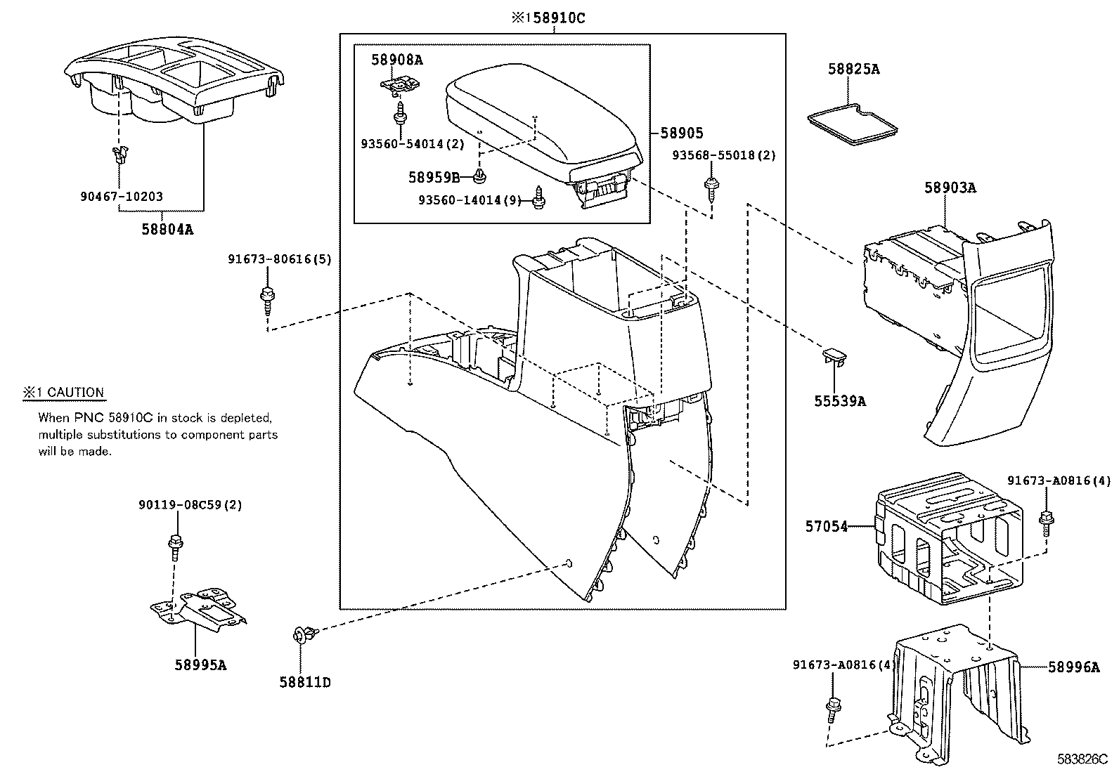 58995-12110 BRACKET, CONSOLE BOX MOUNTING, NO.1 product image