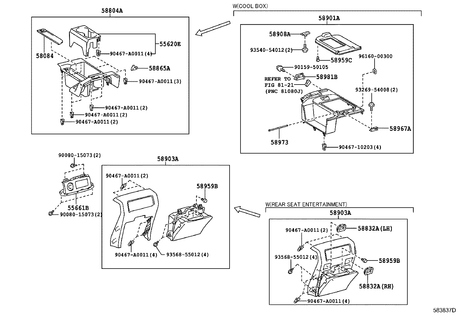 58835-0C010 ORNAMENT, CONSOLE BOX product image