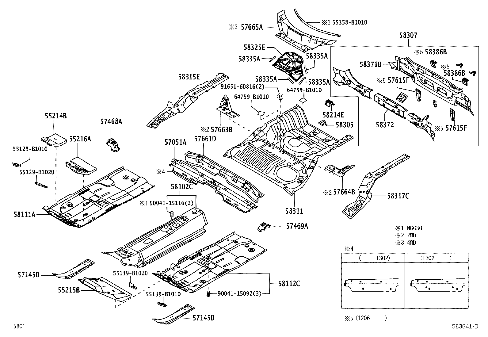 57051-B1011 MEMBER SUB-ASSY, FRONT FLOOR CROSS, RH product image