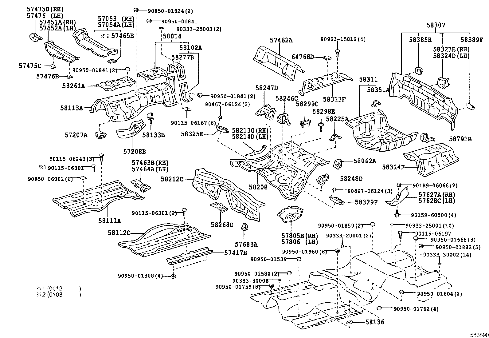 57054-30030 REINFORCEMENT SUB-ASSY, FRONT FLOOR CROSS MEMBER, LH product image
