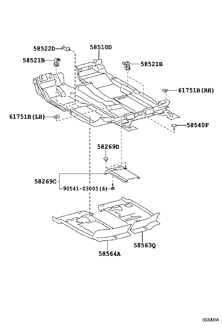 Toyota 90467-06205-C0 CLIP, PARKING BRAKE CABLE COVER