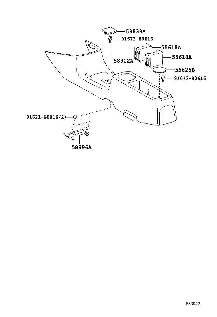 58911-52190-C0 BOX, REAR CONSOLE product image