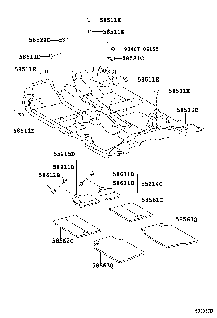 55214-0D151 PAD, DASH PANEL INSULATOR, NO.2 product image