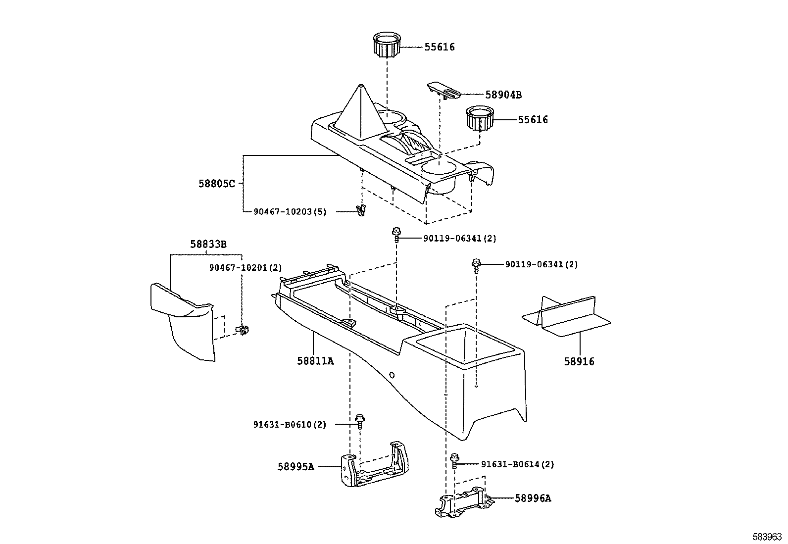 55616-35010 DAMPER, INSTRUMENT PANEL CUP HOLDER product image