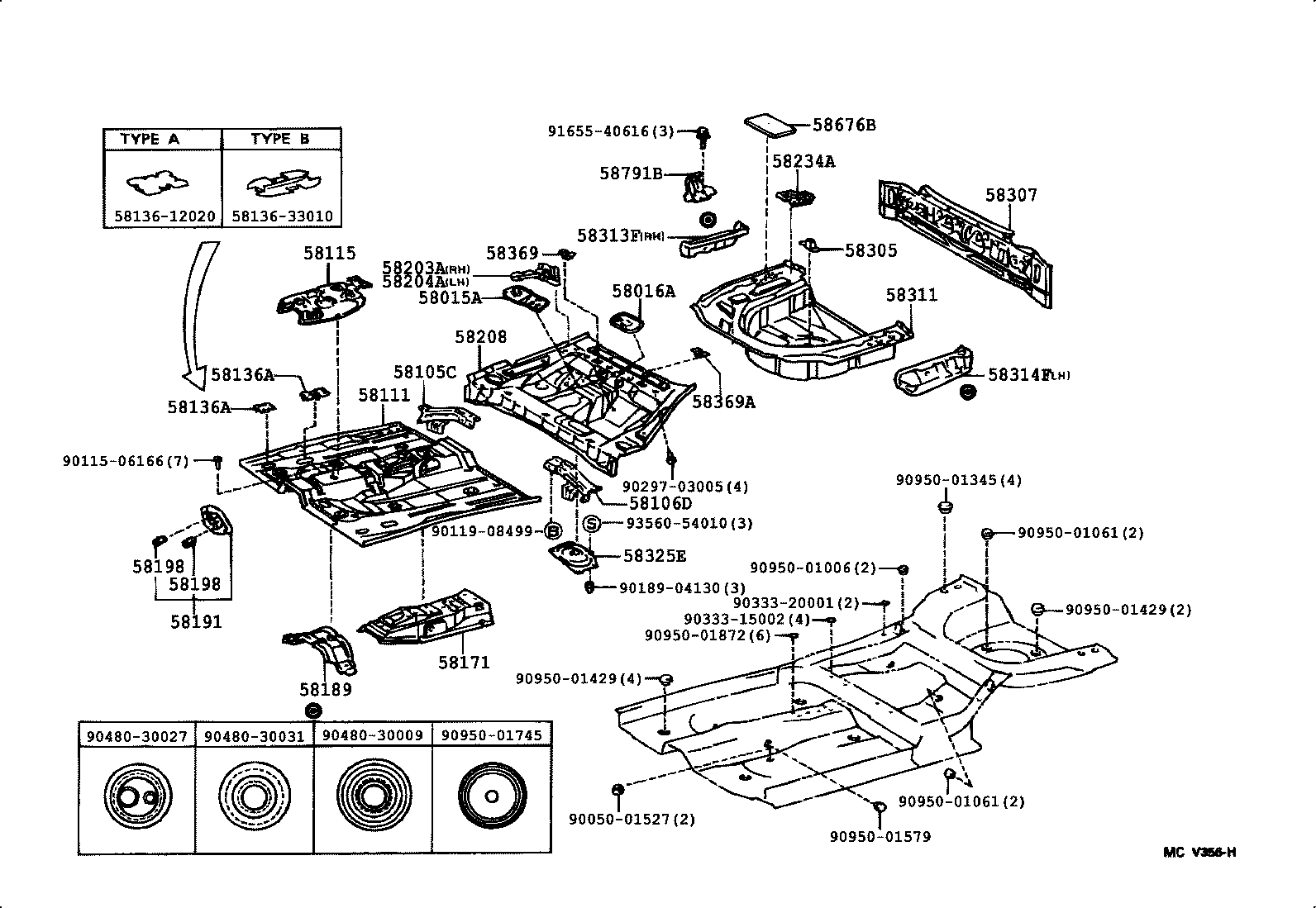 58015-33010 REINFORCE SUB-ASSY, BELT ANCHOR, NO.3 RH product image