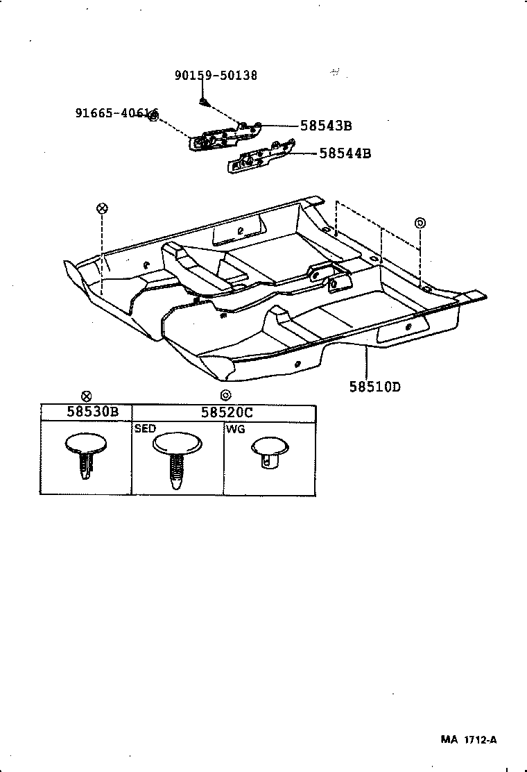 58544-33010 BRACKET, FLOOR CARPET, LH product image