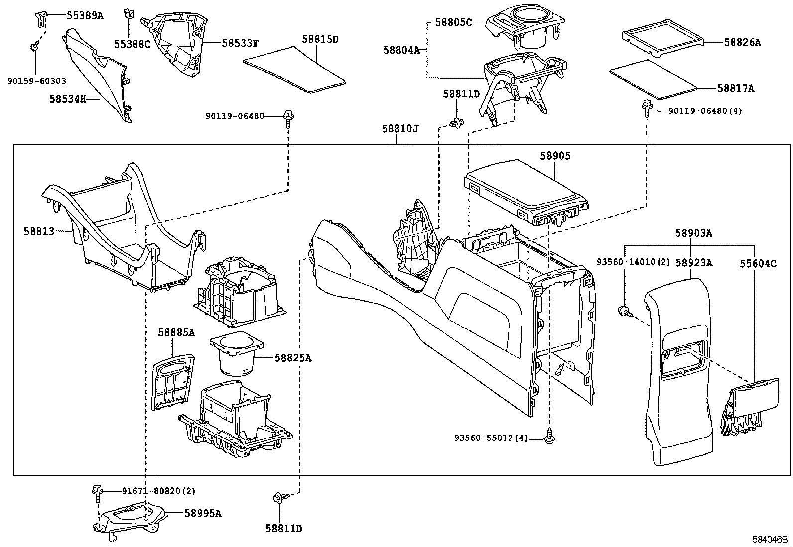 Toyota 55604-47010-E0 HOLDER SUB-ASSY, CONSOLE BOX CUP