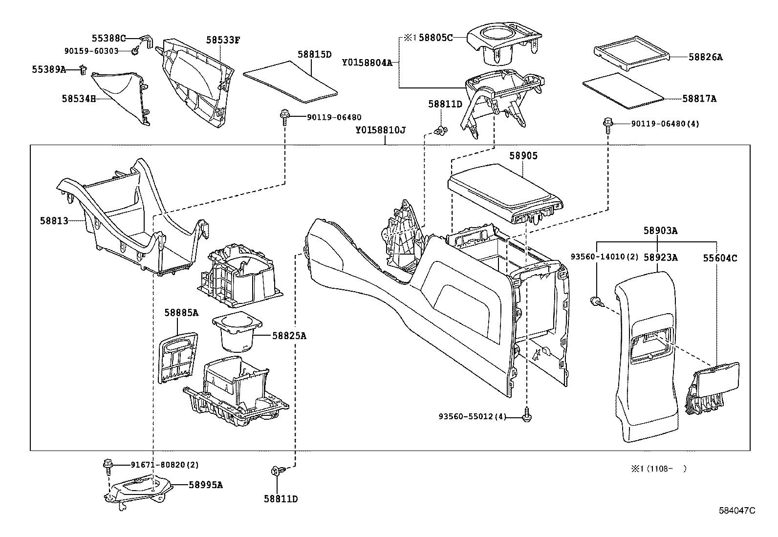 58805-47010 PANEL SUB-ASSY, CONSOLE, UPPER REAR product image