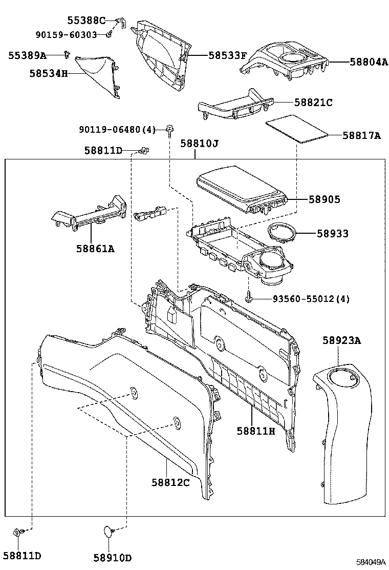 58905-47081-B2 DOOR SUB-ASSY, CONSOLE COMPARTMENT product image