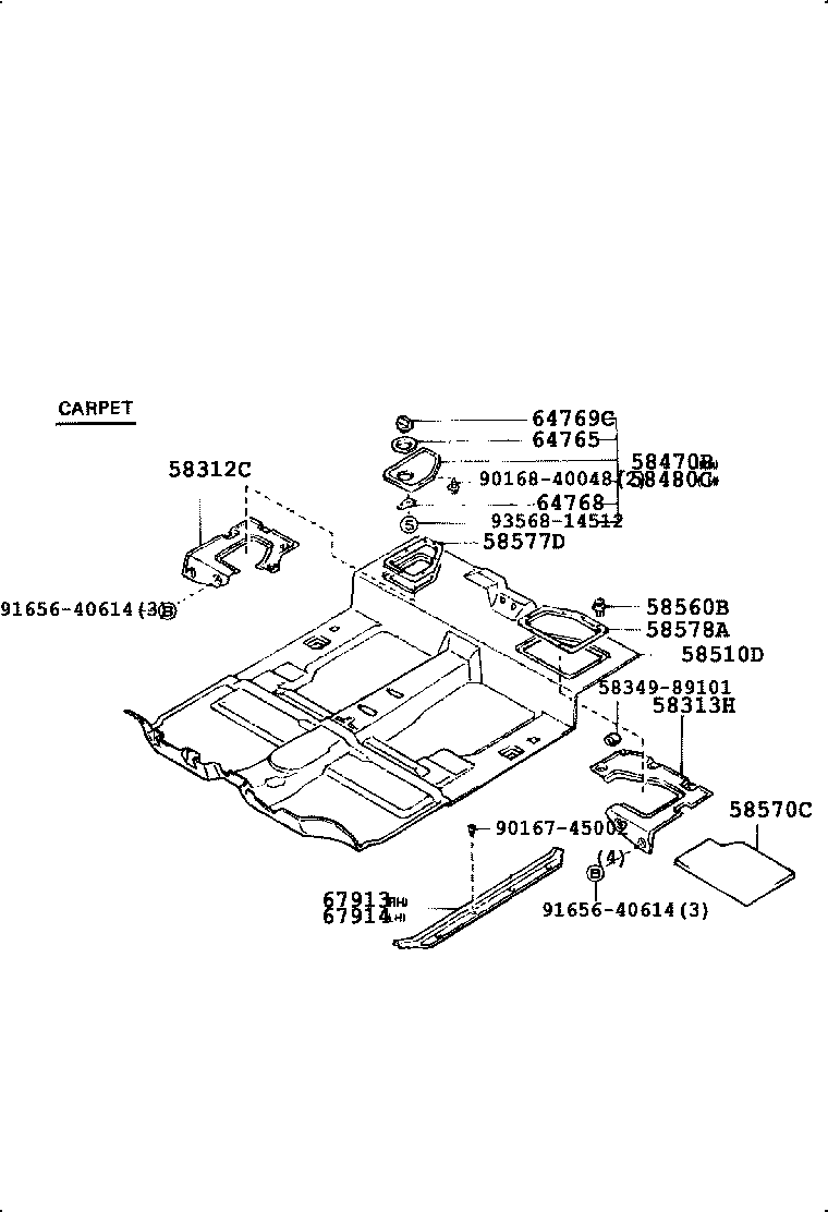 58510-04080-B0 CARPET ASSY, FLOOR, FRONT product image
