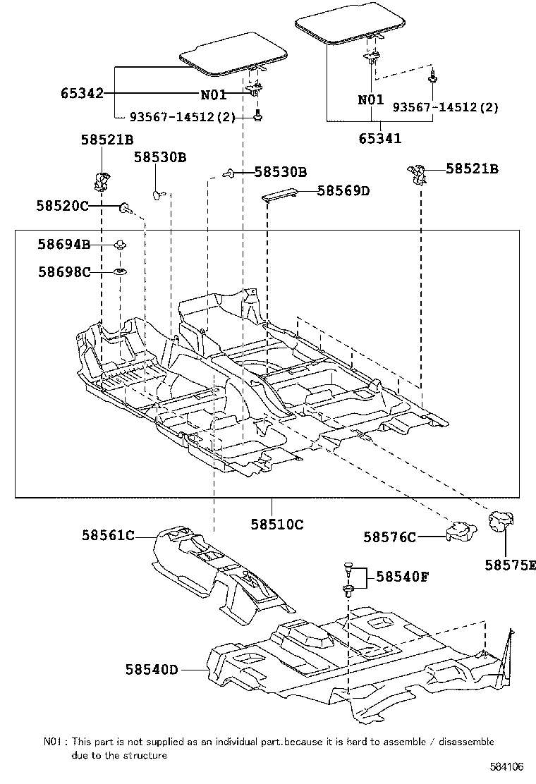 58561-0F030 SILENCER, FRONT FLOOR, NO.1 product image