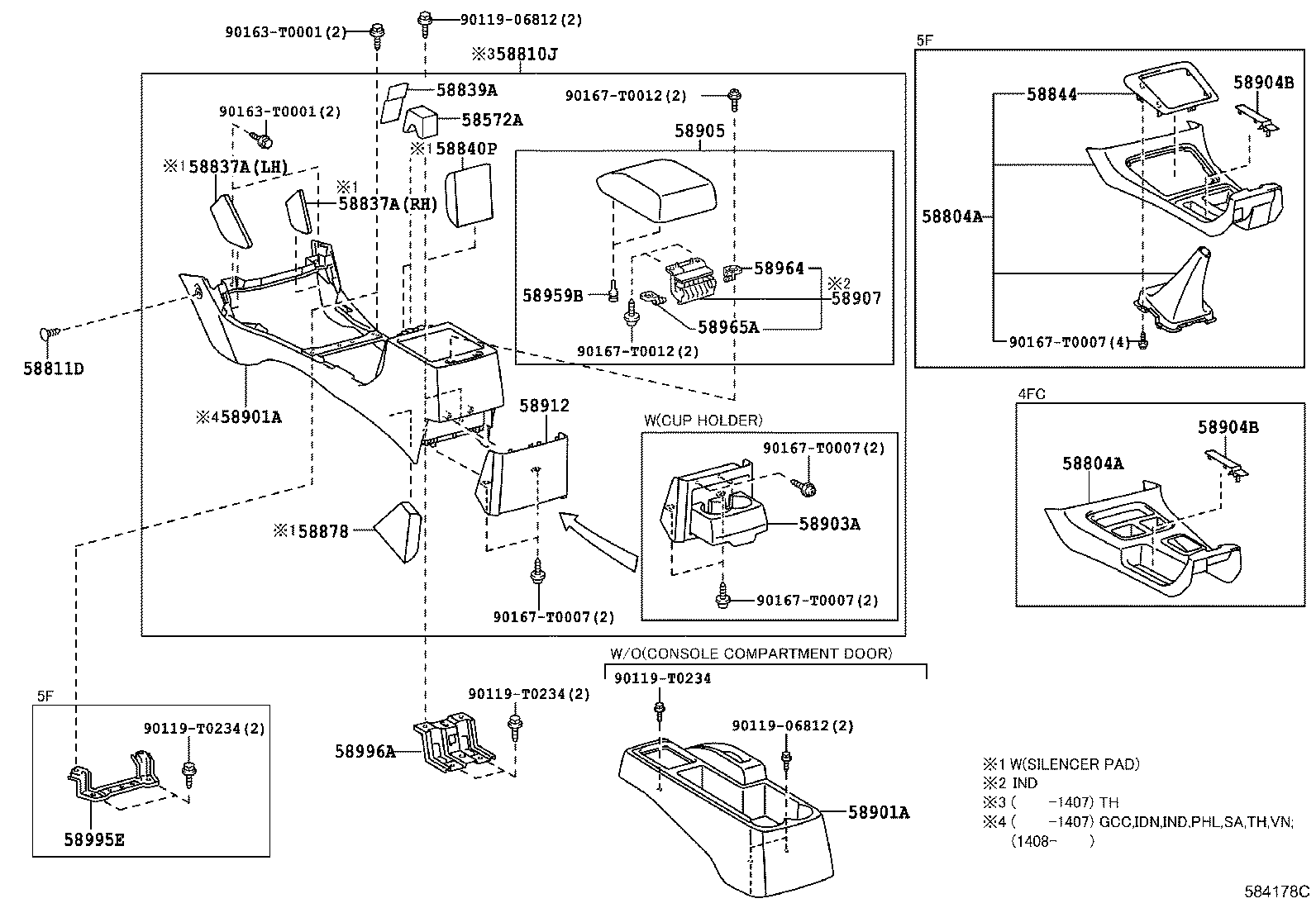 58905-0K030-B1 DOOR SUB-ASSY, CONSOLE COMPARTMENT product image