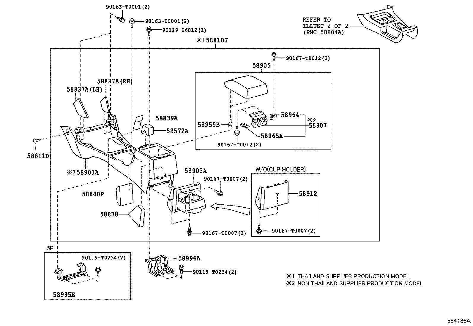 58905-0K010-C0 DOOR SUB-ASSY, CONSOLE COMPARTMENT product image