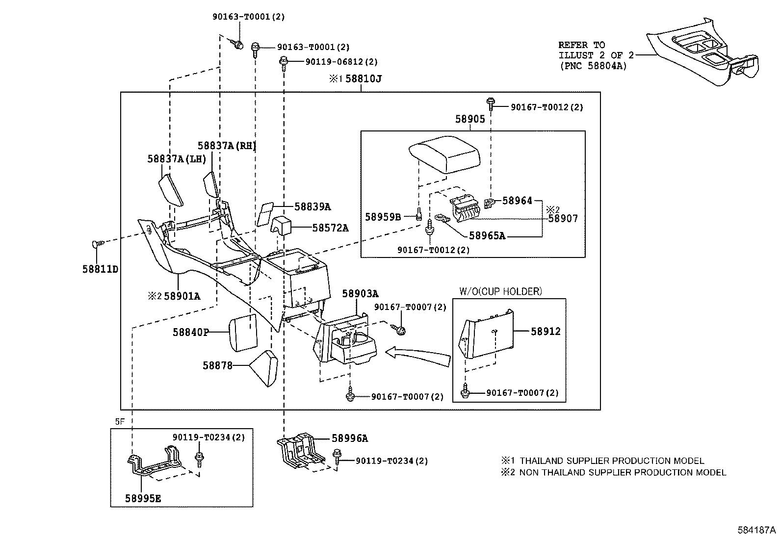 58905-0K010-C0 DOOR SUB-ASSY, CONSOLE COMPARTMENT product image