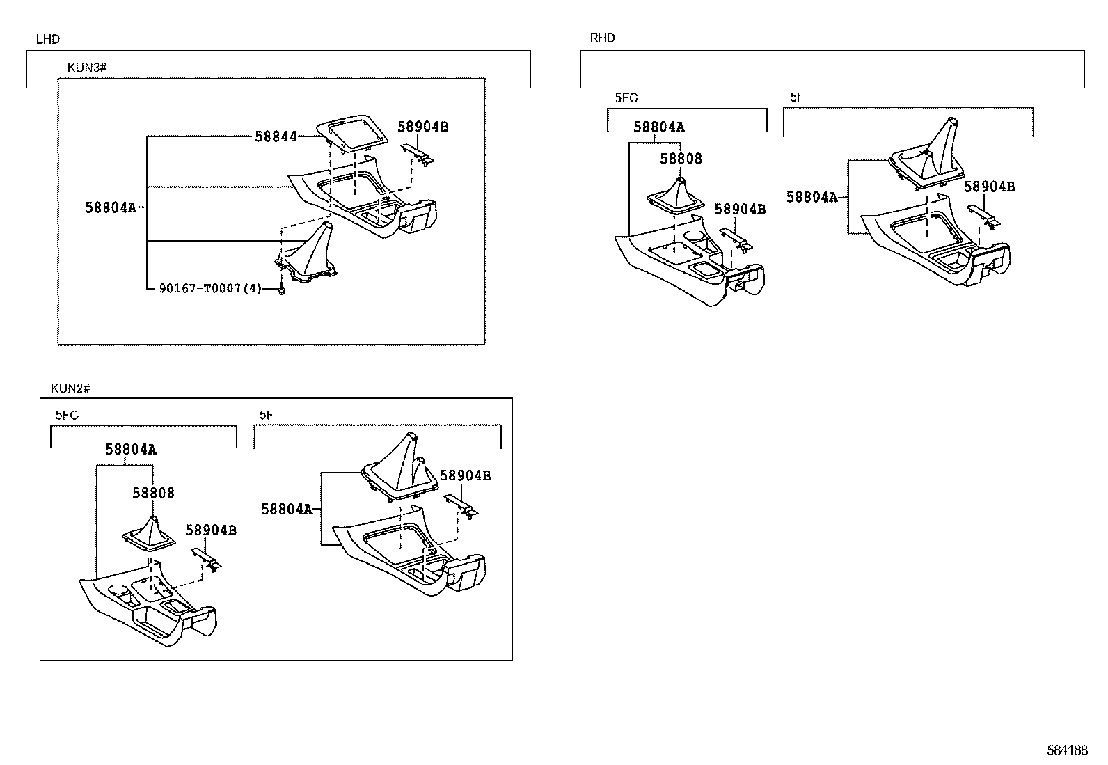 58905-0K010-C0 DOOR SUB-ASSY, CONSOLE COMPARTMENT product image