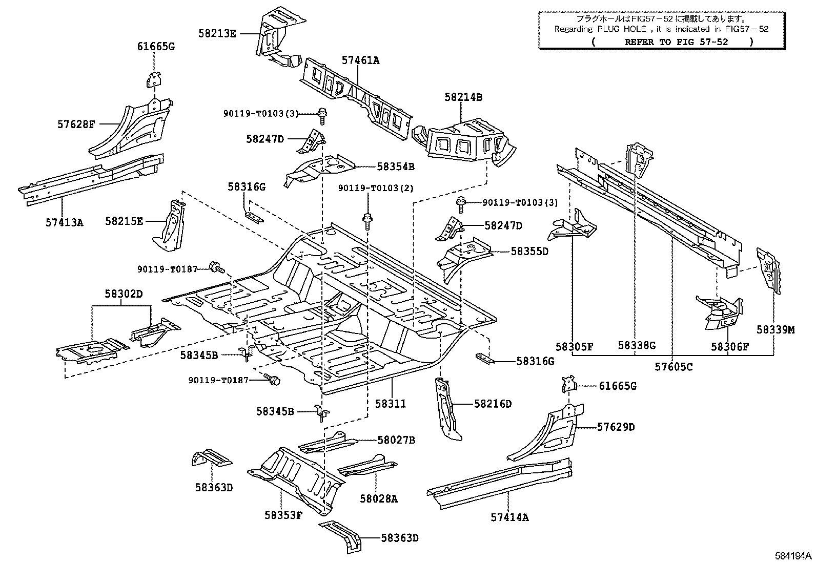 Toyota 57605-0K060 MEMBER SUB-ASSY, REAR FLOOR CROSS