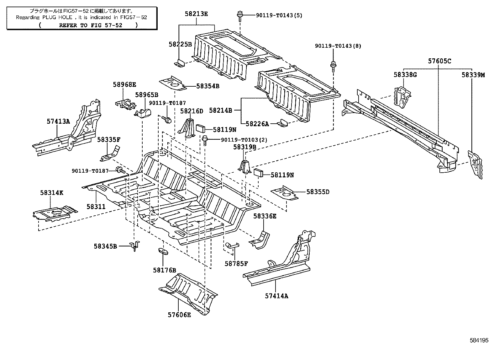57605-0K050 MEMBER SUB-ASSY, REAR FLOOR CROSS product image