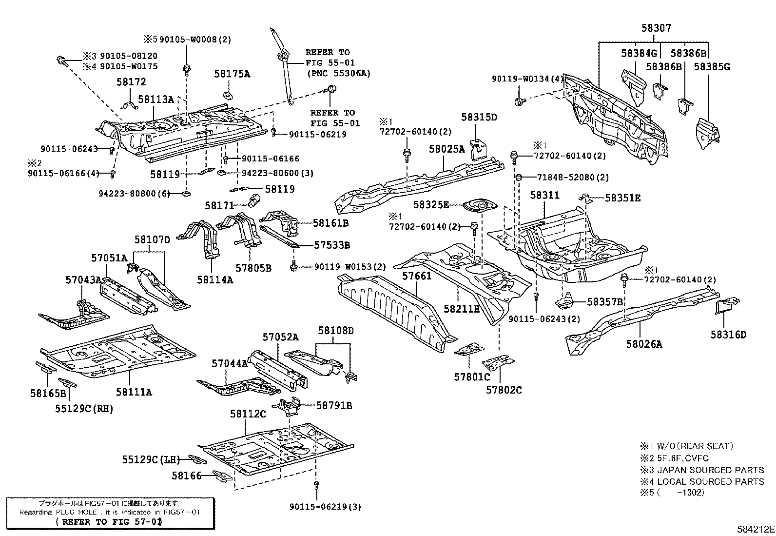 57419-0D080 REINFORCEMENT, FRONT FLOOR UNDER, REAR RH product image
