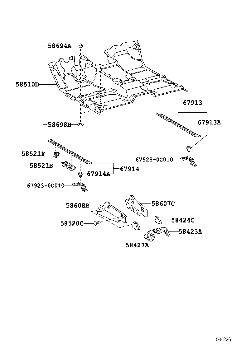 58607-0C010 PAD SUB-ASSY, FRONT FLOOR SILENCER, REAR RH product image