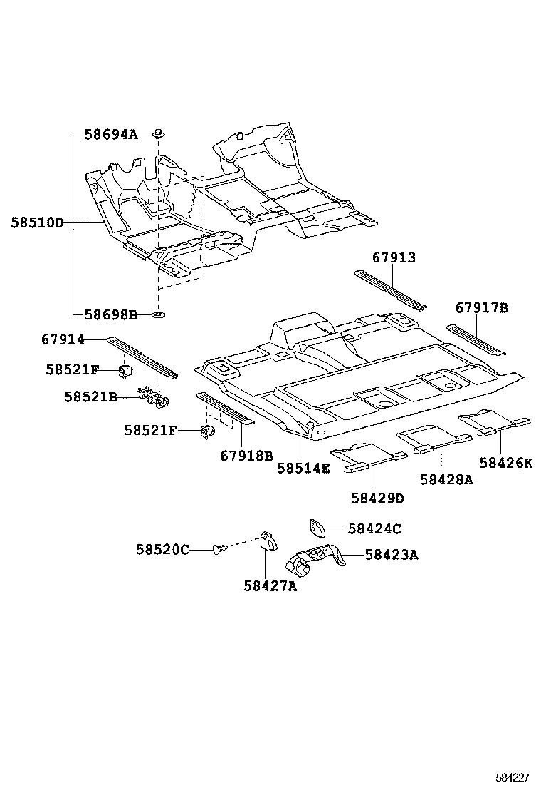 58607-0C010 PAD SUB-ASSY, FRONT FLOOR SILENCER, REAR RH product image