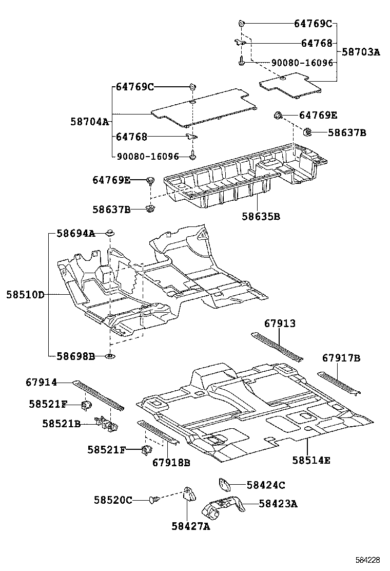 58607-0C010 PAD SUB-ASSY, FRONT FLOOR SILENCER, REAR RH product image