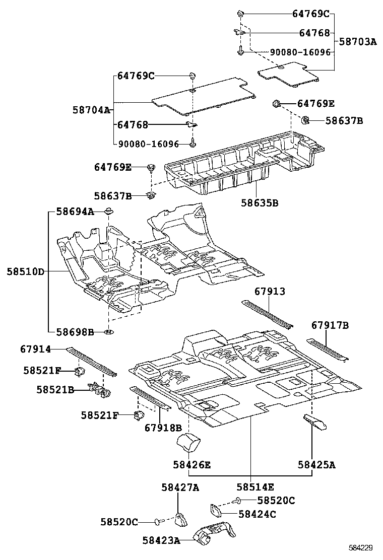 58607-0C010 PAD SUB-ASSY, FRONT FLOOR SILENCER, REAR RH product image
