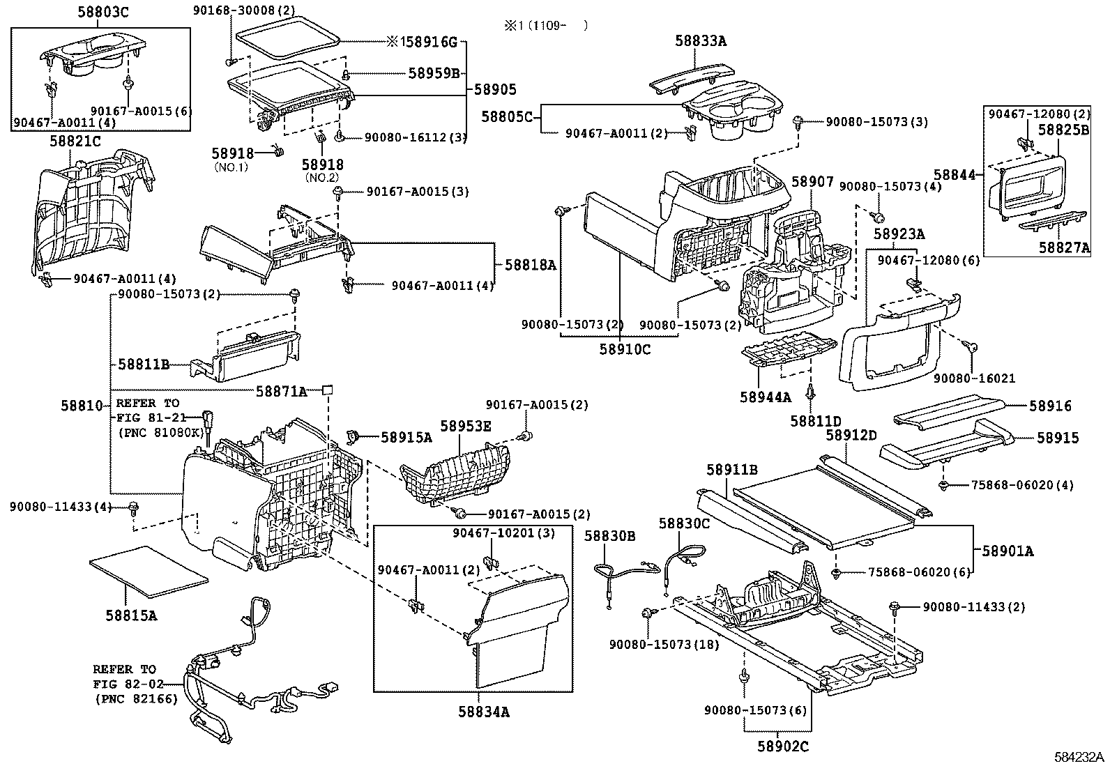 58910-08050-C0 BOX ASSY, CONSOLE, REAR product image