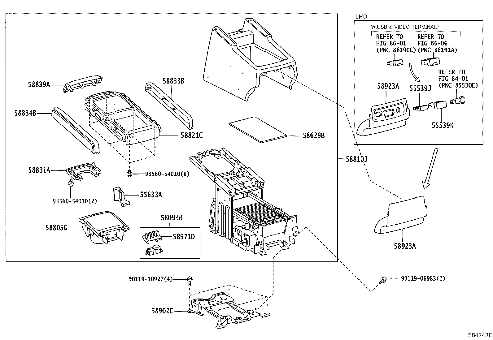 58902-58040 BRACKET SUB-ASSY, CONSOLE BOX MOUNTING product image