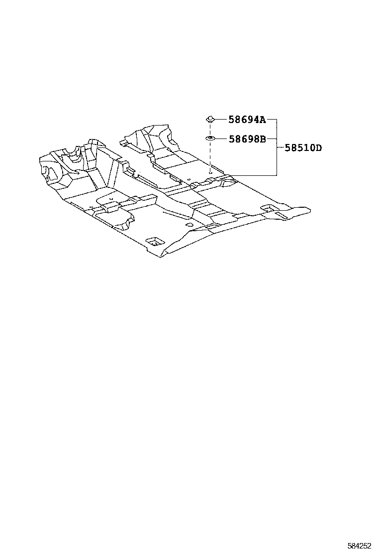 58607-04010 PAD SUB-ASSY, FRONT FLOOR SILENCER, REAR RH product image