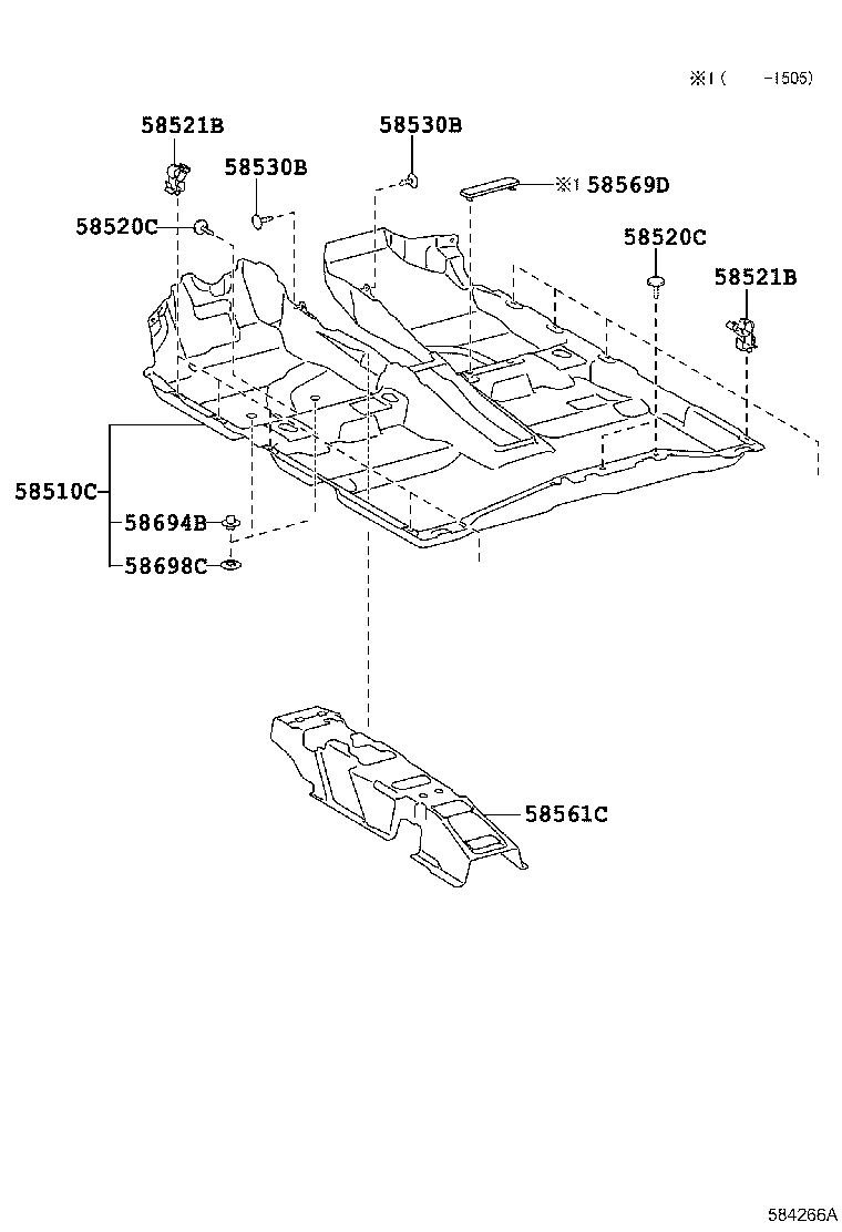 58561-05060 SILENCER, FRONT FLOOR, NO.1 product image