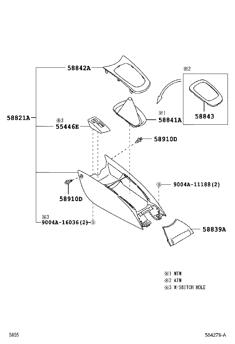 Toyota 58804-BZ010-C2 PANEL SUB-ASSY, CONSOLE, UPPER