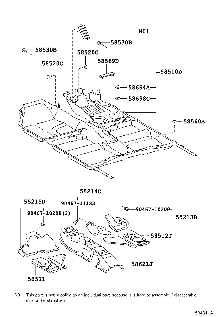55213-47110 PAD, DASH PANEL INSULATOR, NO.1 product image