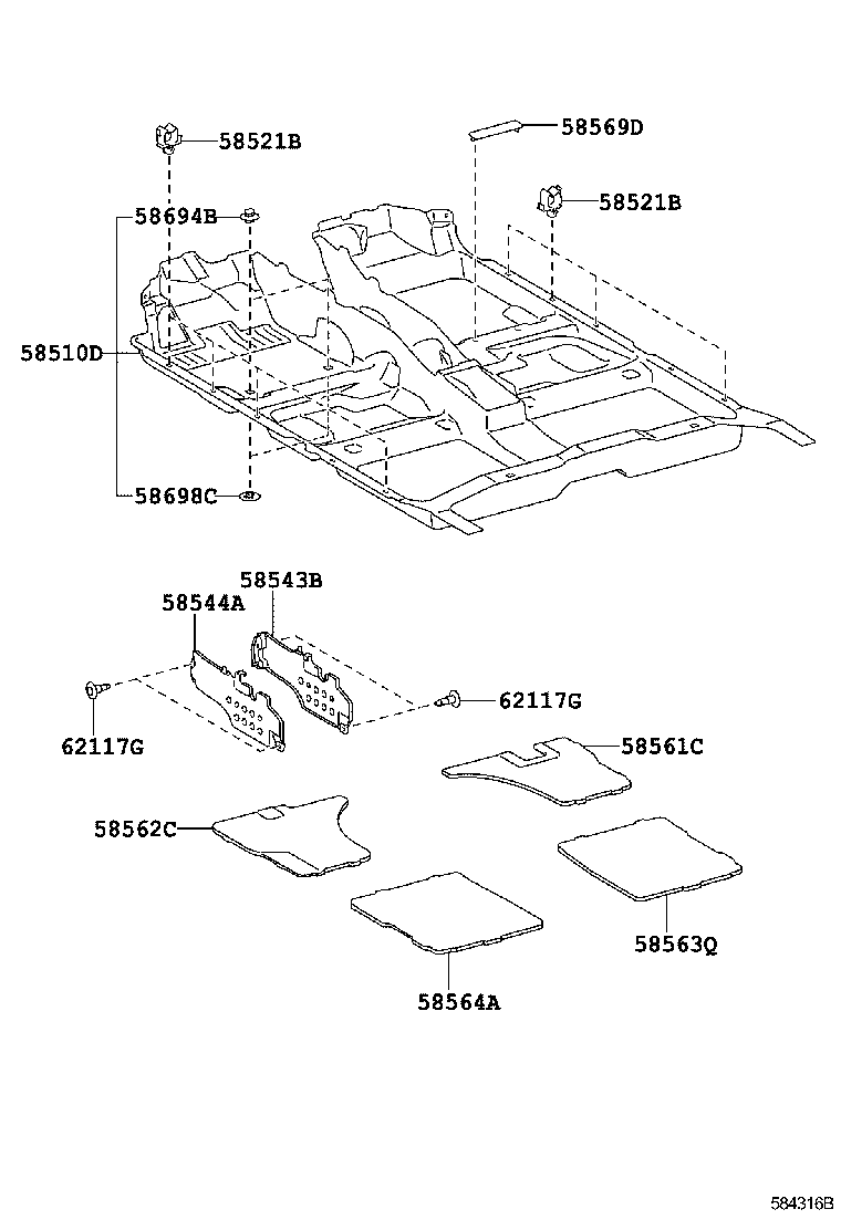 58563-06100 SILENCER, FRONT FLOOR, NO.3 product image