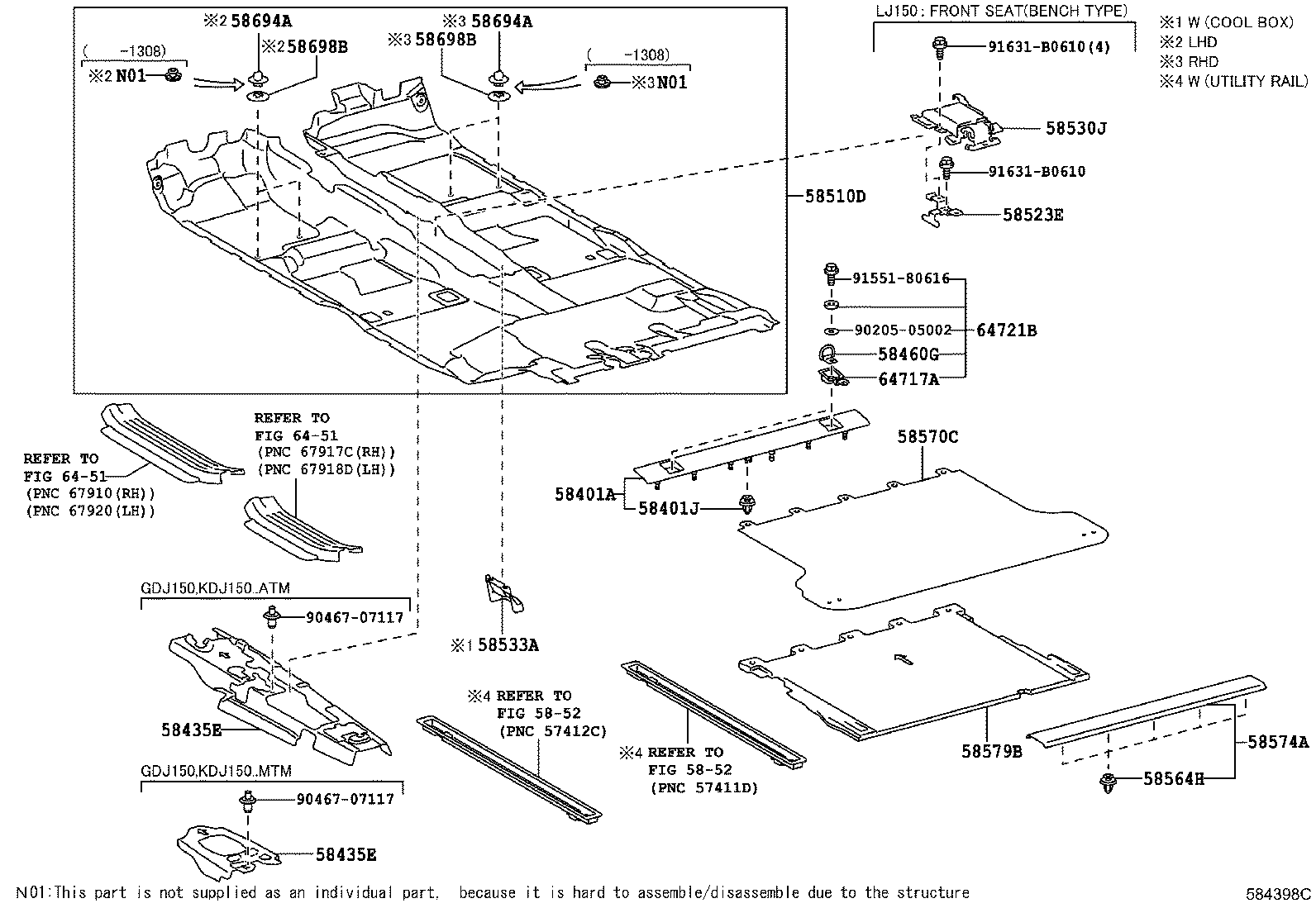 58523-60010 BRACKET, FLOOR CARPET SET product image