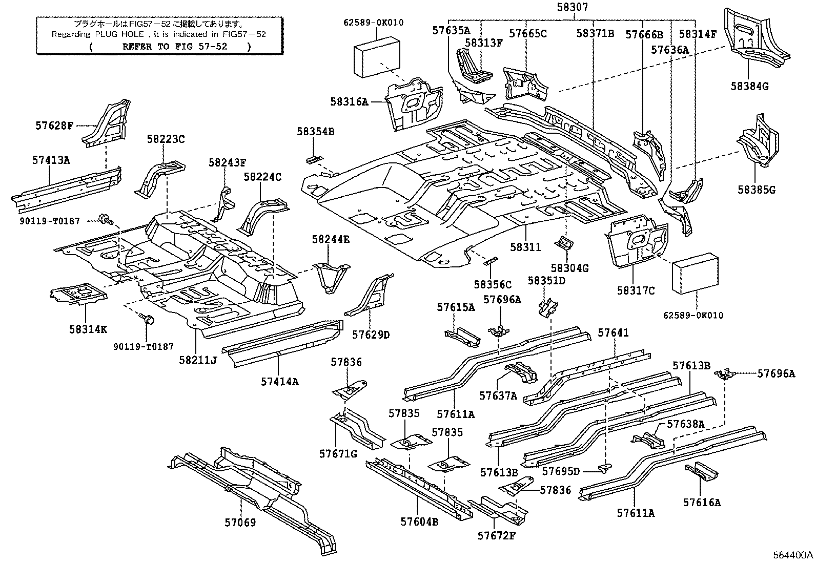 57069-0K031 MEMBER SUB-ASSY, REAR FLOOR REAR CROSS, OUTER product image
