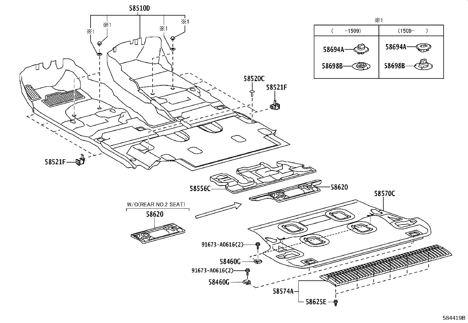 Toyota 58570-60B30-C0 CARPET ASSY, REAR FLOOR