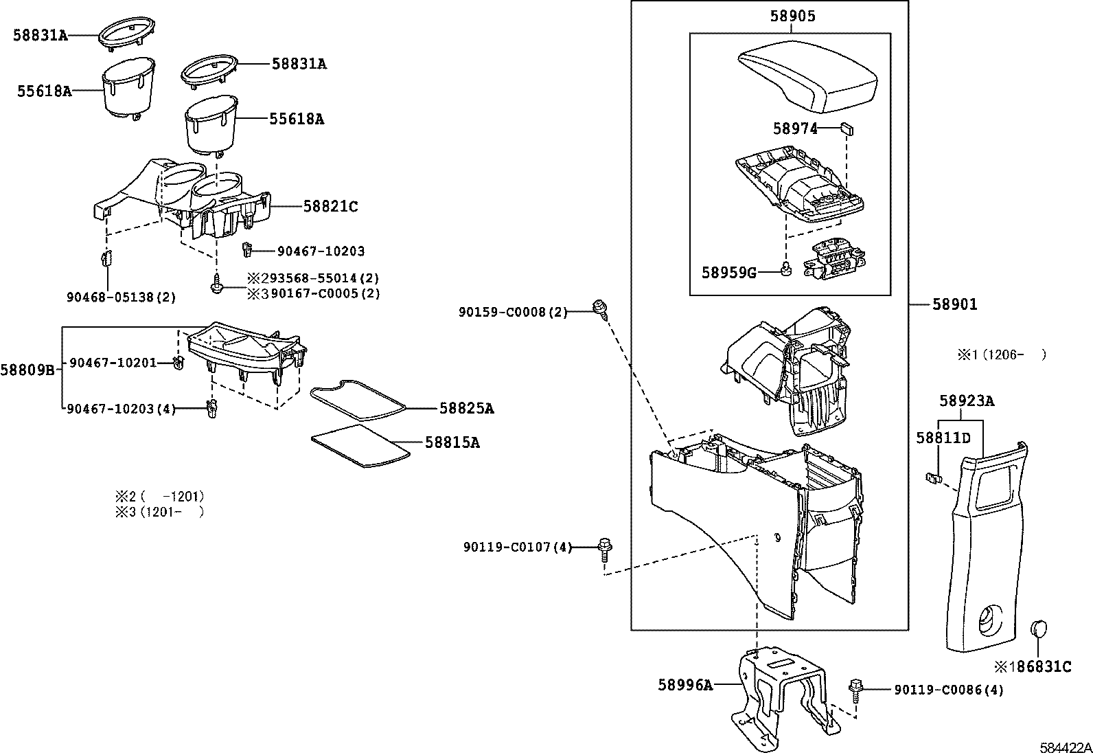 58996-0F040 BRACKET, CONSOLE BOX MOUNTING, NO.2 product image