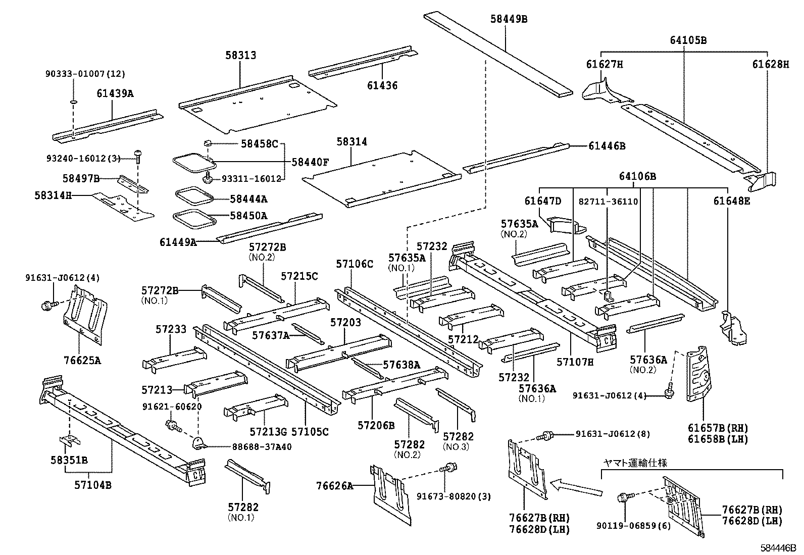 57104-37100 CROSSMEMBER SUB-ASSY, FLOOR, NO.4 product image