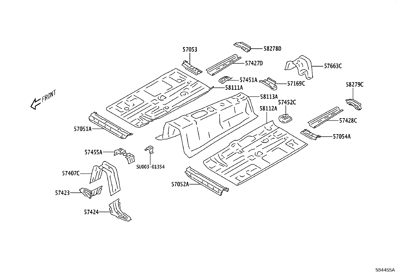 Toyota SU003-01341 REINFORCEMENT, FRONT FLOOR, NO.3 RH