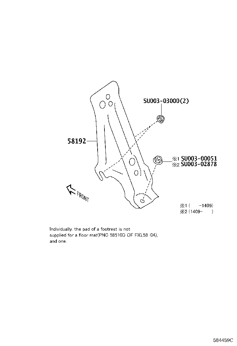 SU003-01351 BRACKET, FRONT FLOOR CROSSMEMBER product image