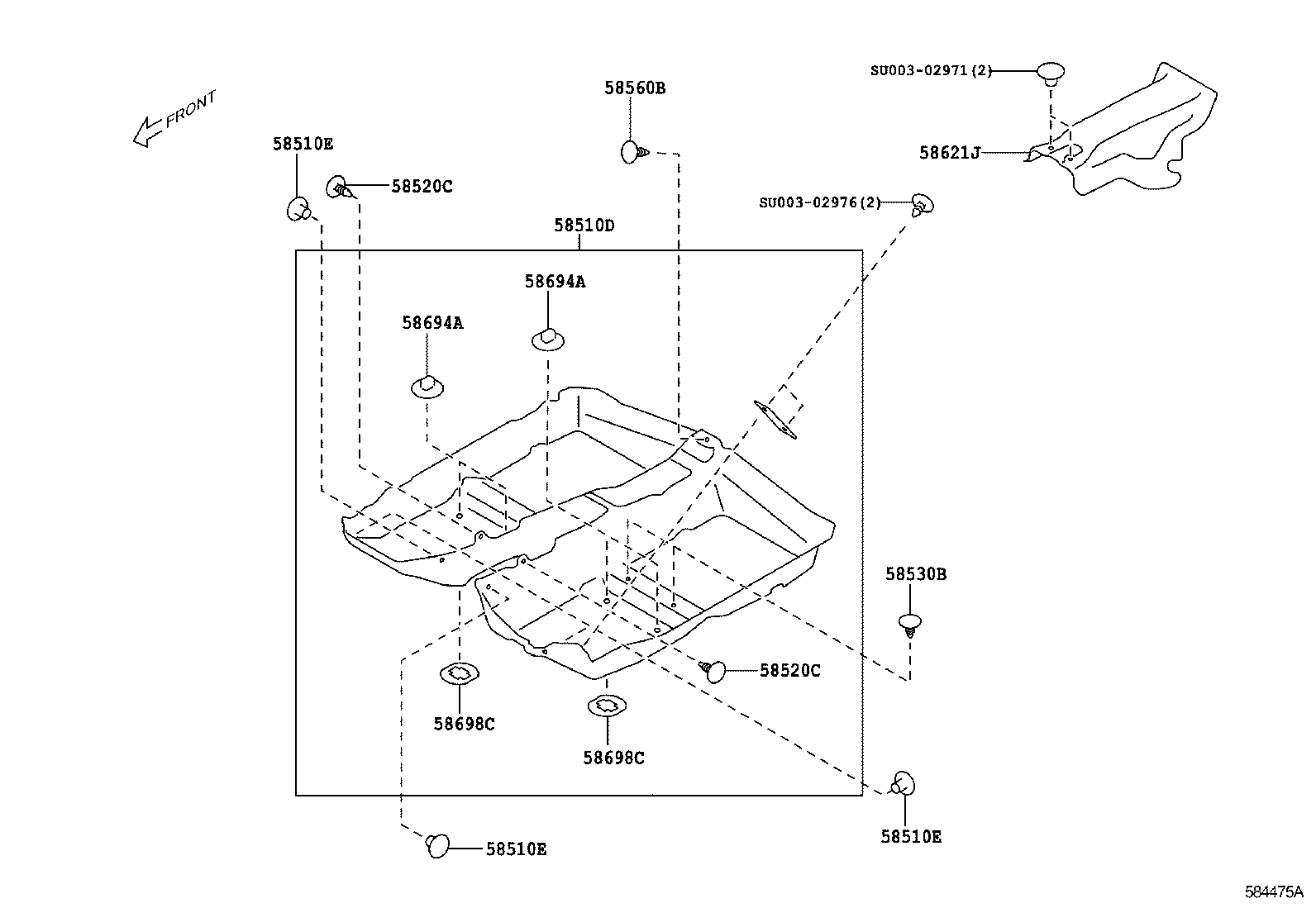 Toyota SU003-03343 PLATE, MAT SET, LOWER