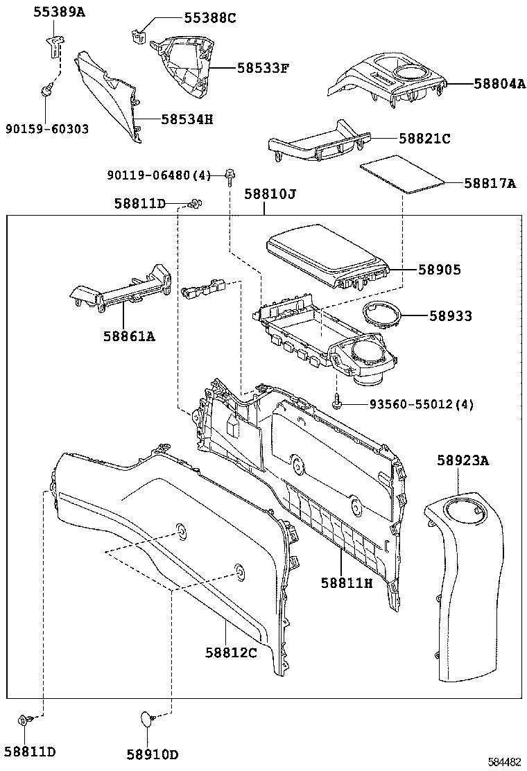 58905-47081-B2 DOOR SUB-ASSY, CONSOLE COMPARTMENT product image