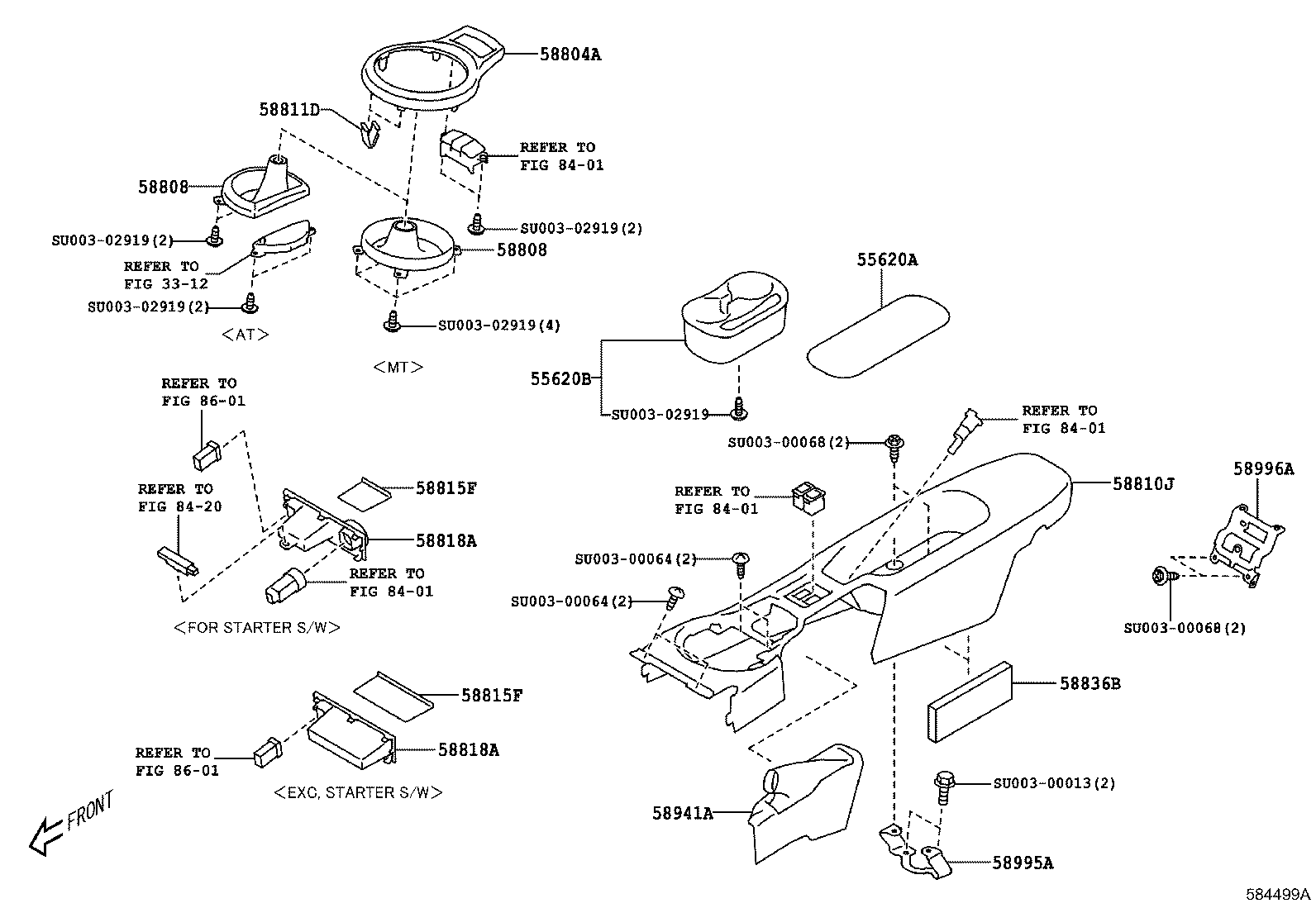 Toyota SU003-03191 PANEL SUB-ASSY, CONSOLE, UPPER