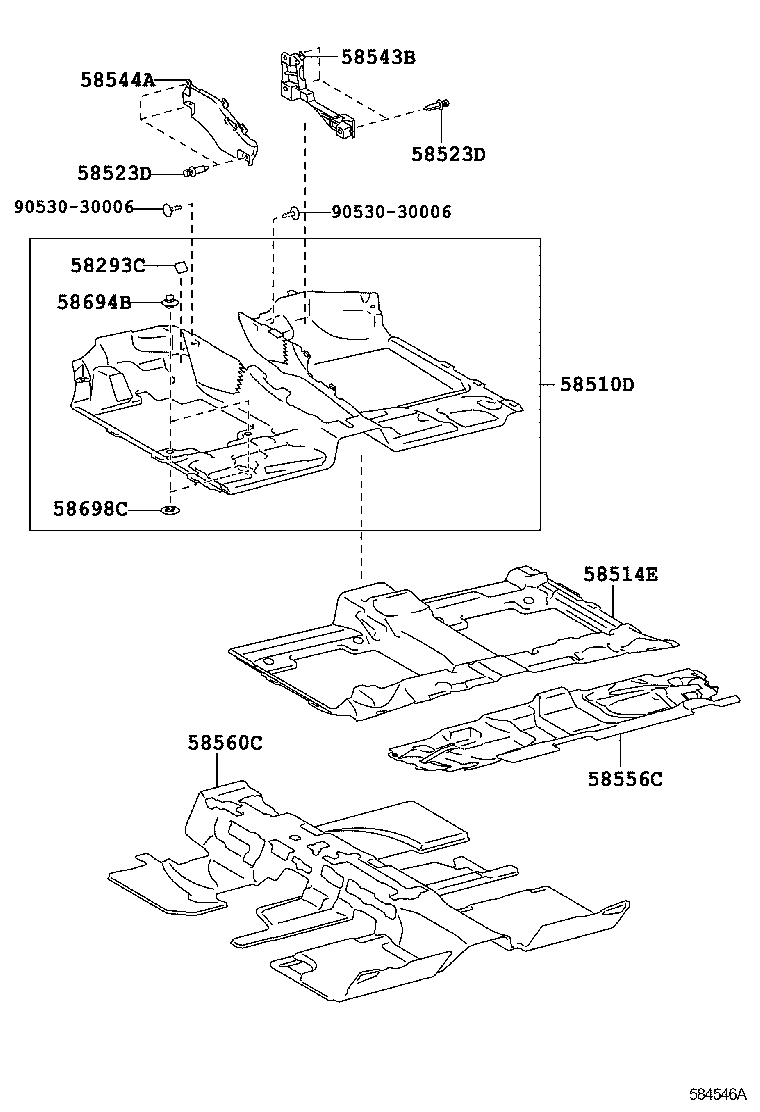 Toyota 58562-0T010 SILENCER, FRONT FLOOR, NO.2
